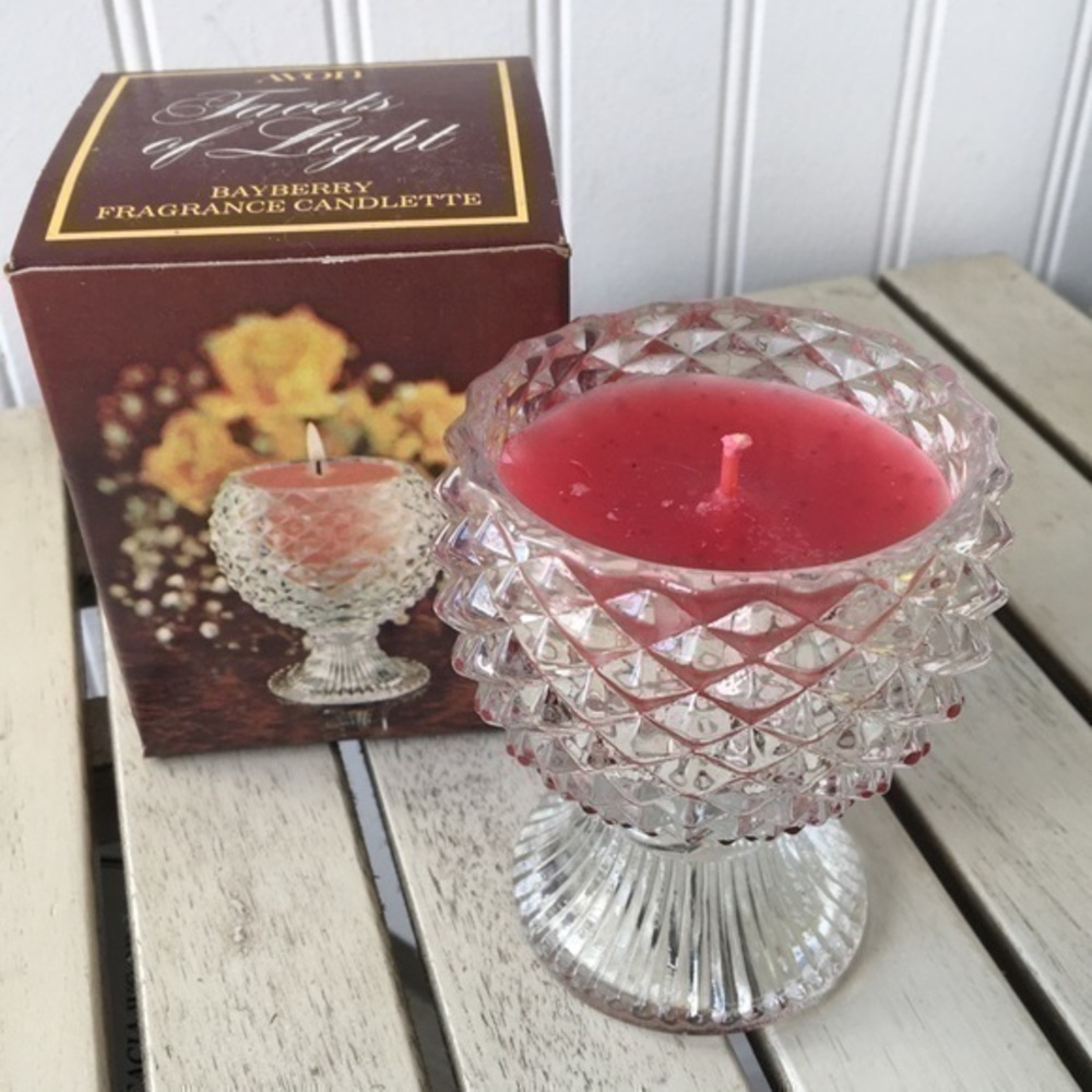 Vtg Avon Facets of Light Bayberry Candle Holder